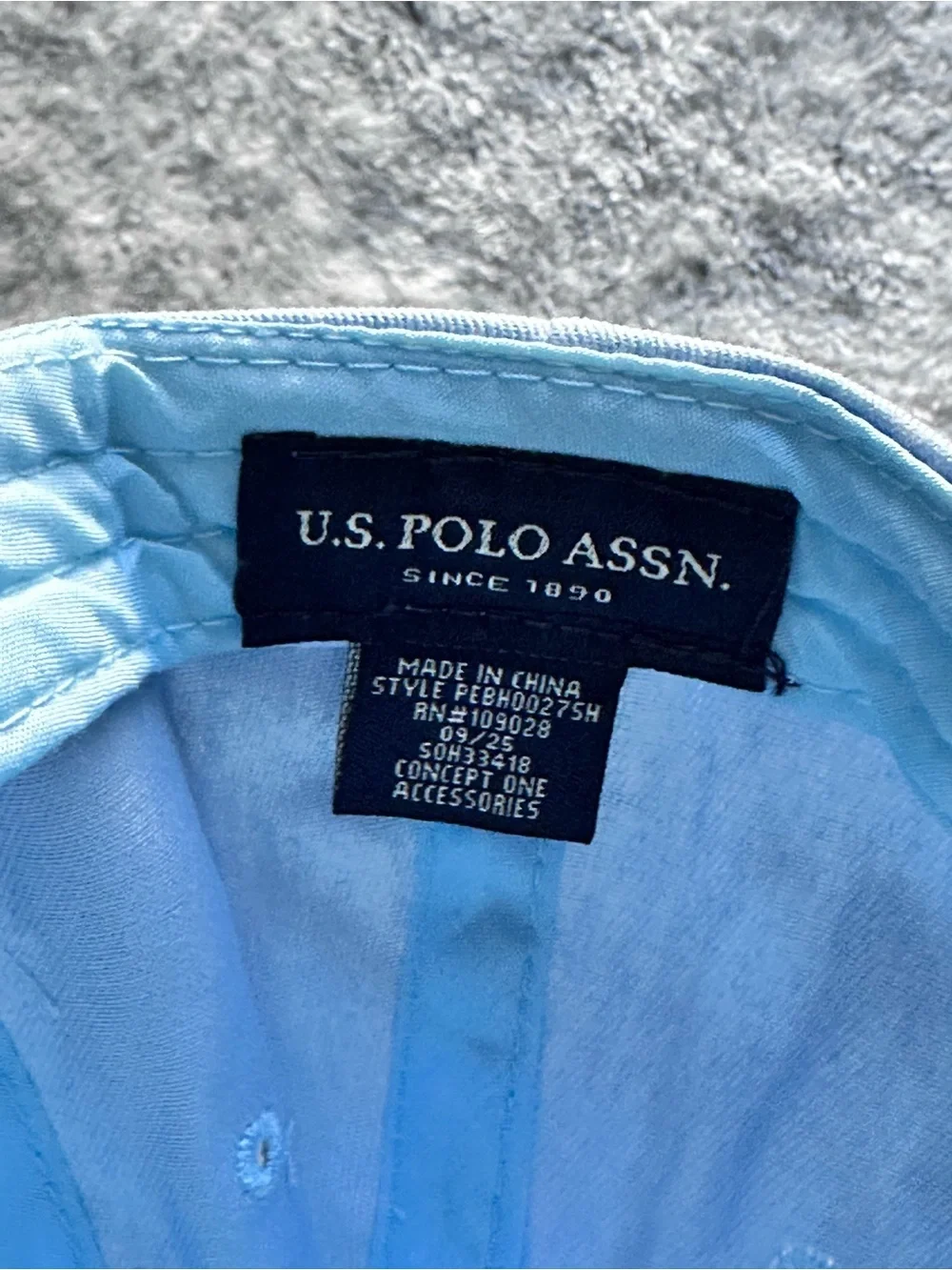 U.S. Polo Assn. Light Blue Baseball Cap with Navy Polo Player Logo